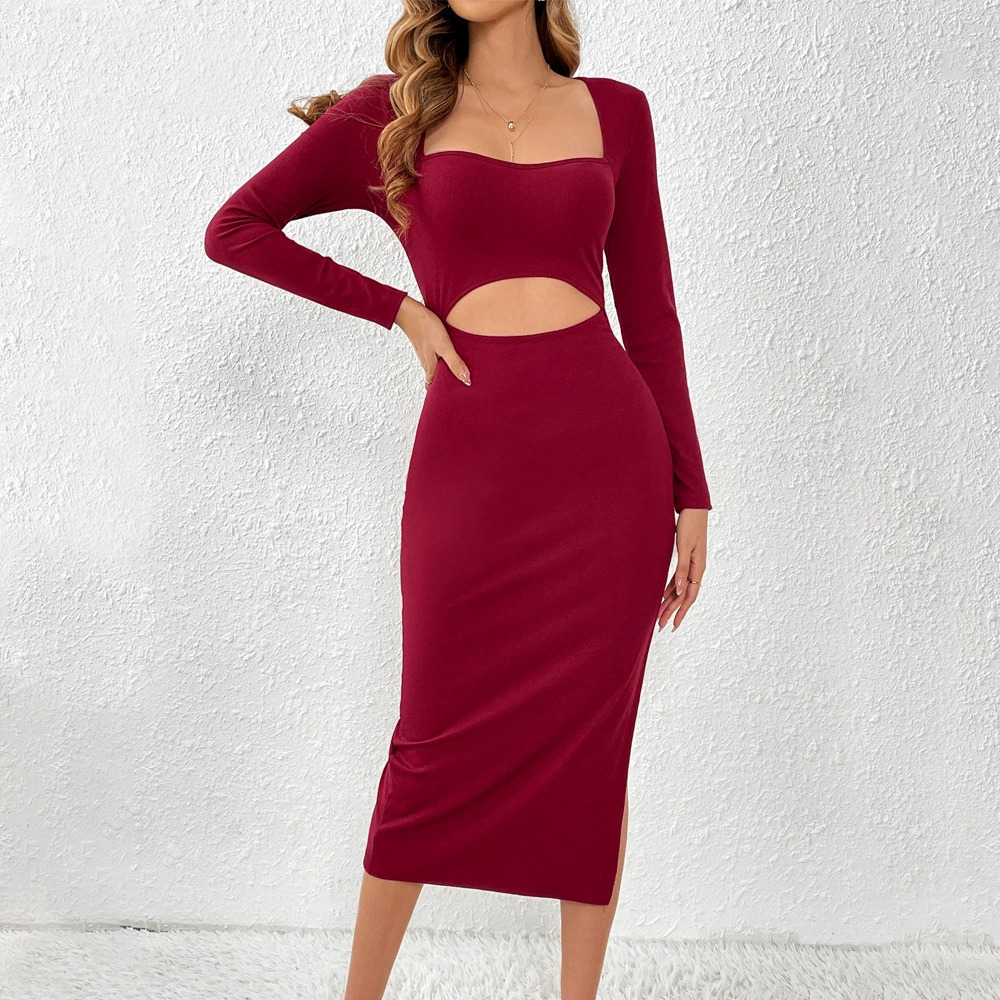 ZARA Sexy Slim Waist Cutout Side Slit Bodycon Dress